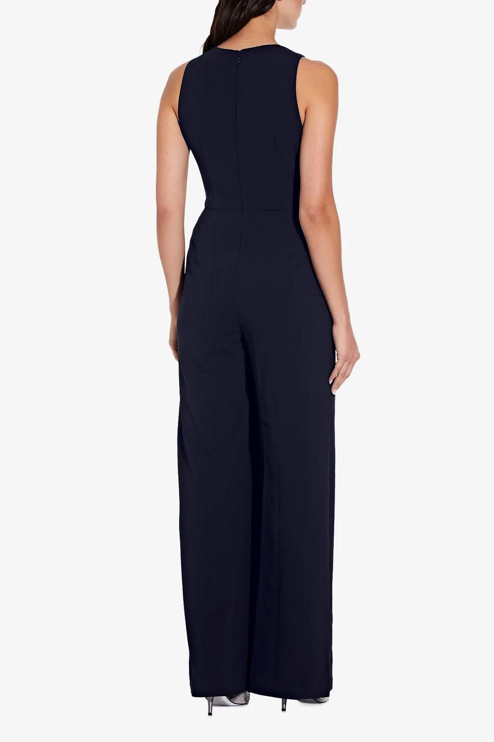 Jumpsuit Crew Neck Sleeveless Formal Wide Leg Jumpsuit Midnight