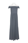 Formal Dresses Off Shoulder Long  Detail Crepe Chiffon Dress Dusty Blue