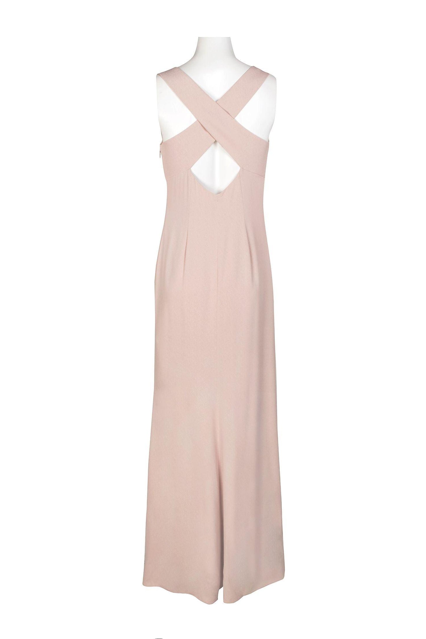 Formal Dresses Cowl Neck Sleeveless Crossed Back Slit Formal Crepe Dress Blush