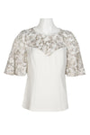 Formal Dresses Bell Sleeve Formal Illusion Embroidered Crepe Top IVORY