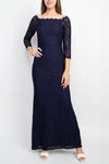 Formal Dresses Long 3/4 Sleeve Bodycon Formal Dress NAVY