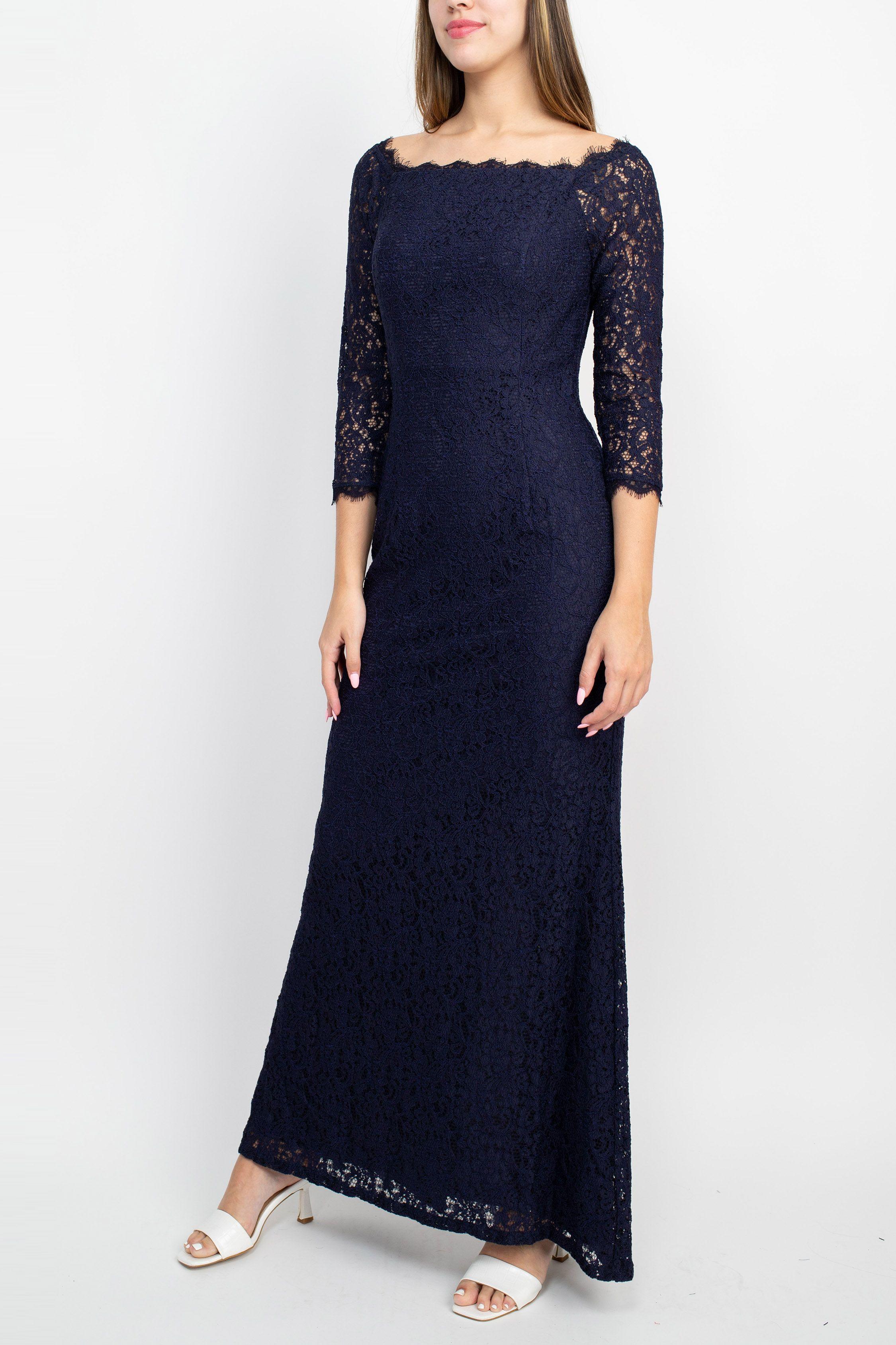 NAVY Adrianna Papell AP1E209461 Long 3 4 Sleeve Bodycon Formal Dress for 219.99 The Dress Outlet