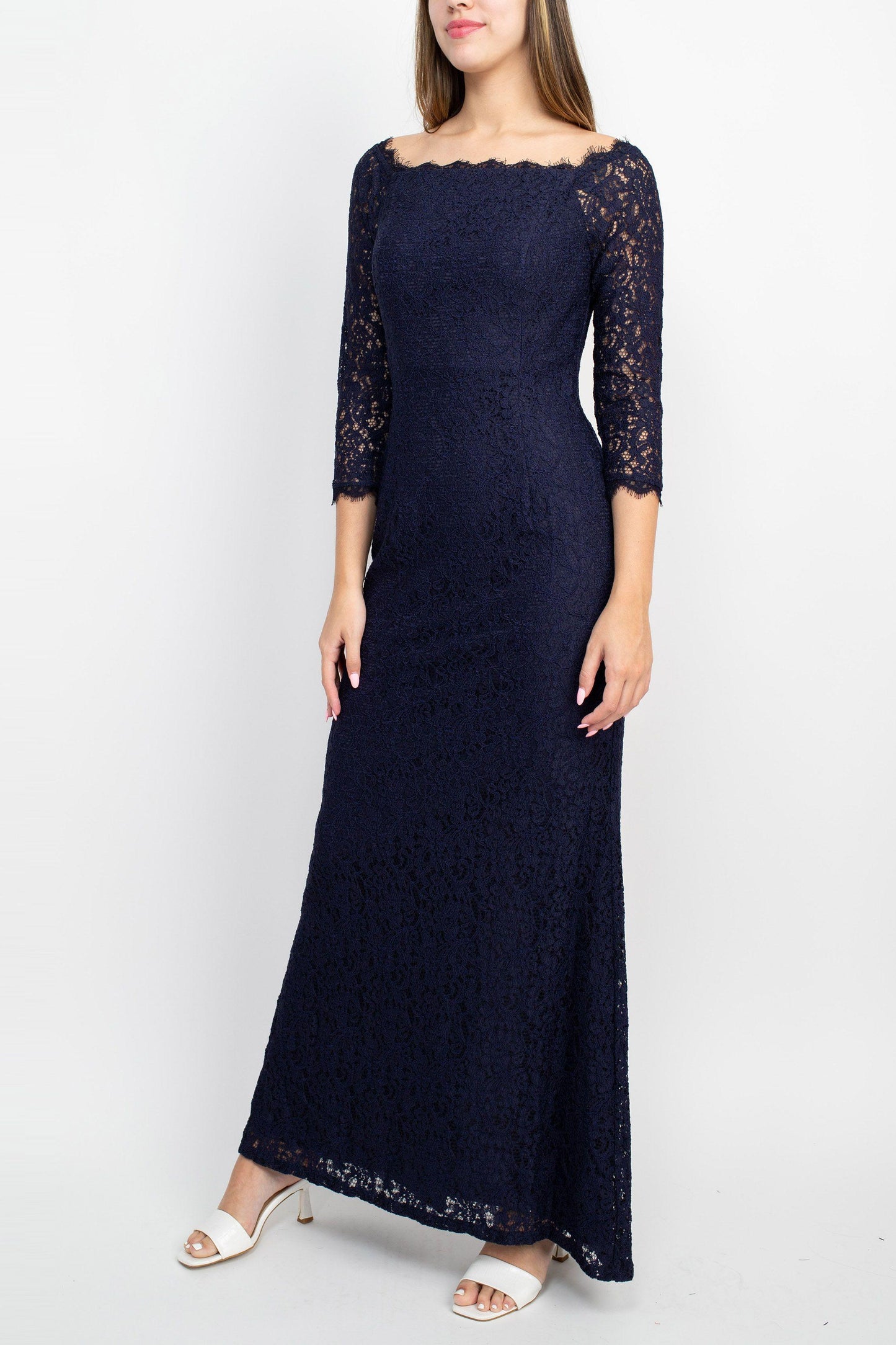 Formal Dresses Long 3/4 Sleeve Bodycon Formal Dress NAVY