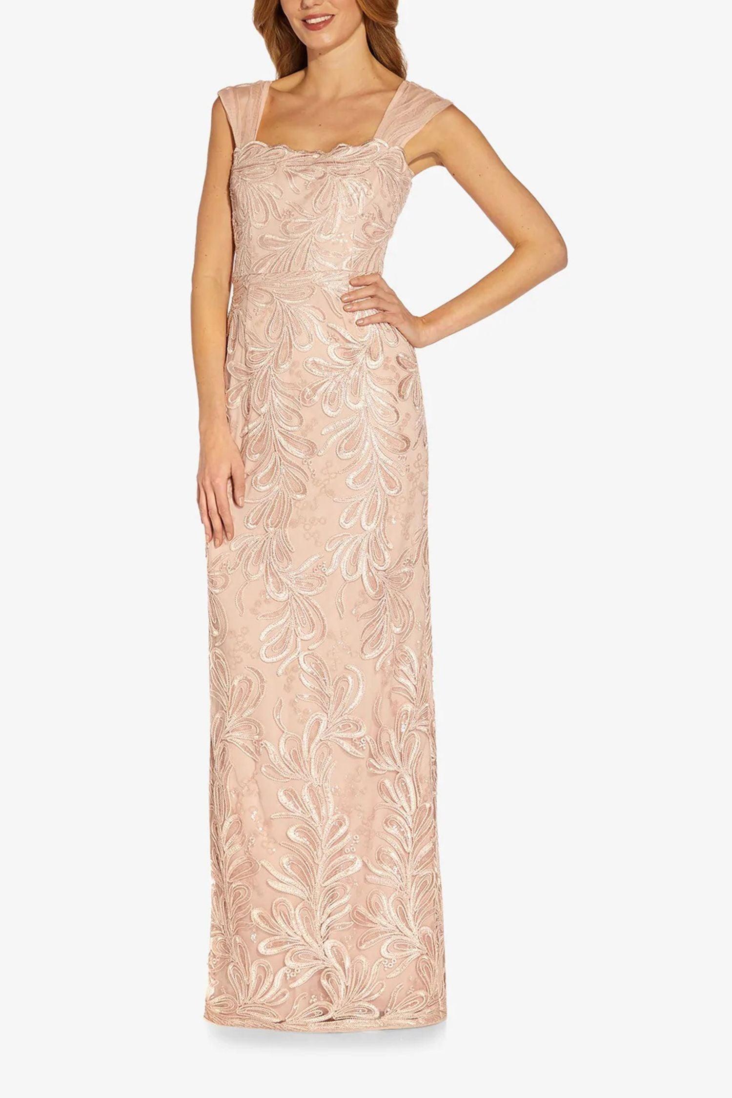 BLUSH Adrianna Papell AP1E209623 Long Sleeveless Formal Dress for