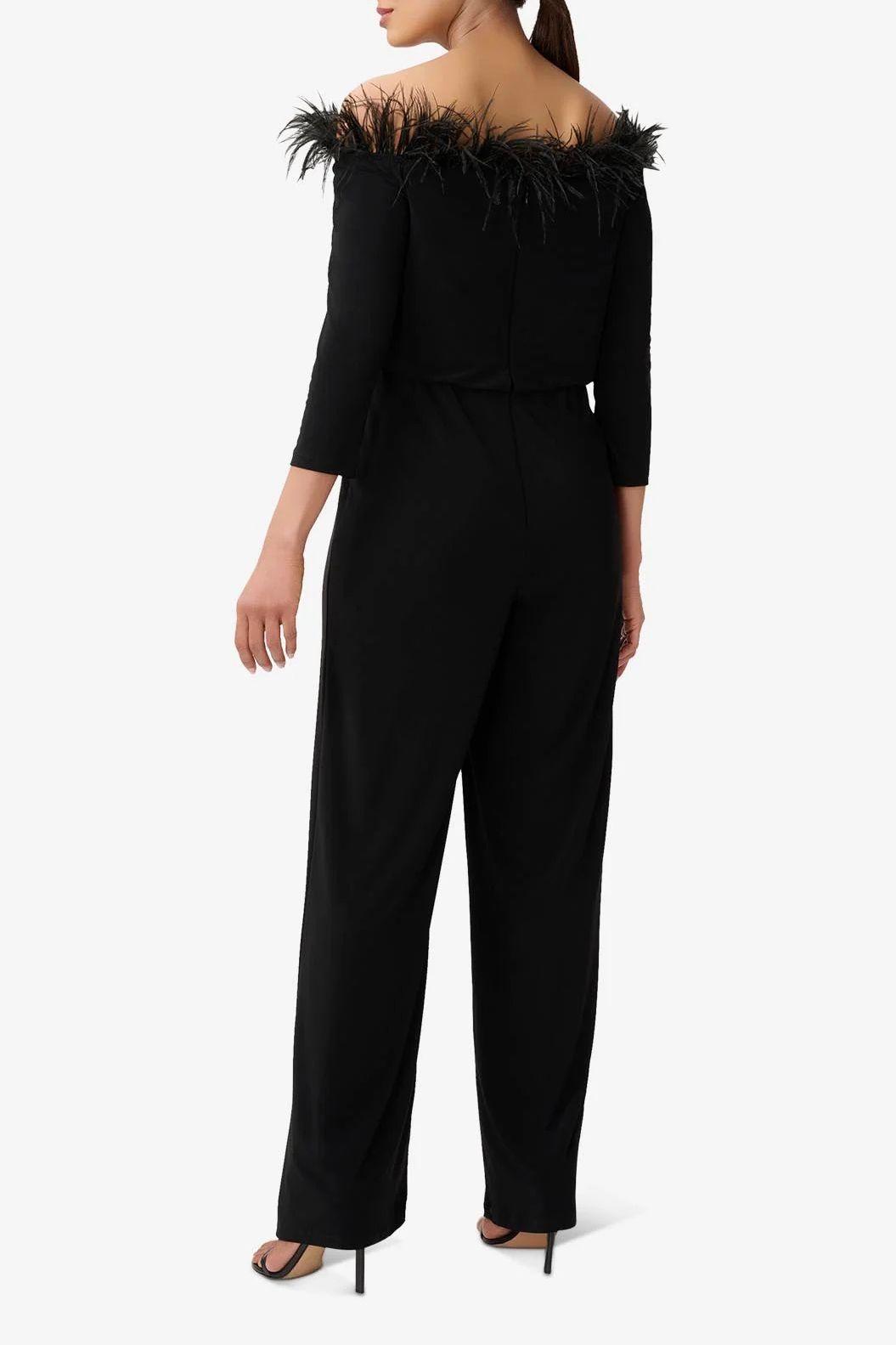 Jumpsuit Off The Shoulder 3/4 Sleeves Formal Jumpsuit BLACK