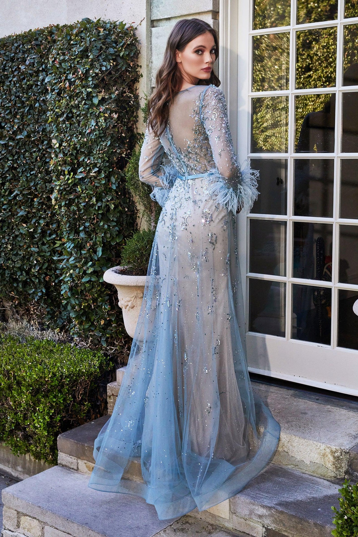 Beaded Embellished Long Prom Dress - The Dress Outlet