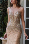 Beaded Sleeveless Long Prom Dress - The Dress Outlet