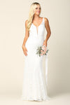 Bridal Long Sleeveless Lace Wedding Dress - The Dress Outlet