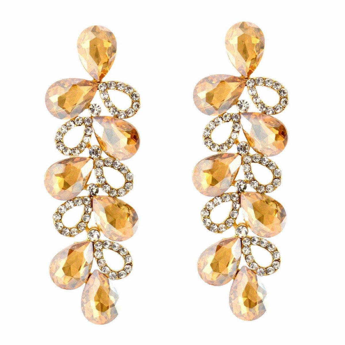 Bridal Rhinestone Chandelier Teardrop Earrings - The Dress Outlet