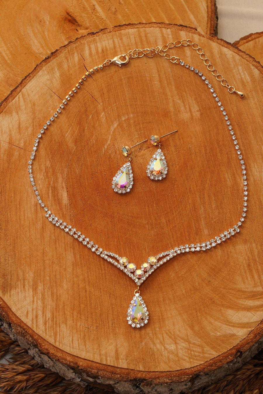 Bridal Rhinestone Necklace Set Wedding Jewelry - The Dress Outlet