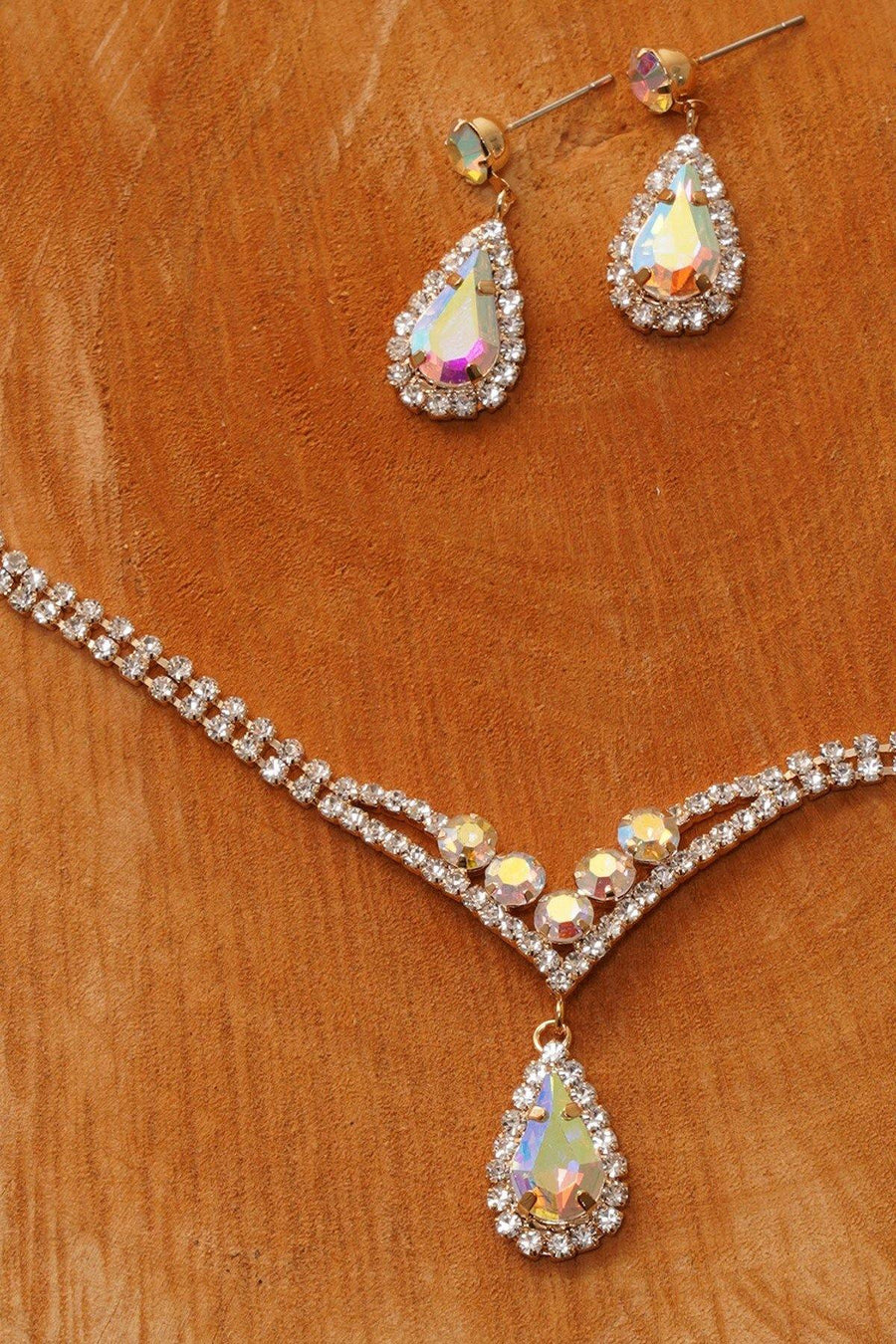 Bridal Rhinestone Necklace Set Wedding Jewelry - The Dress Outlet