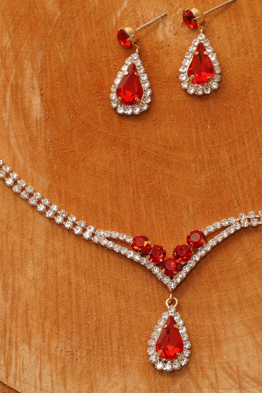 Bridal Rhinestone Necklace Set Wedding Jewelry - The Dress Outlet