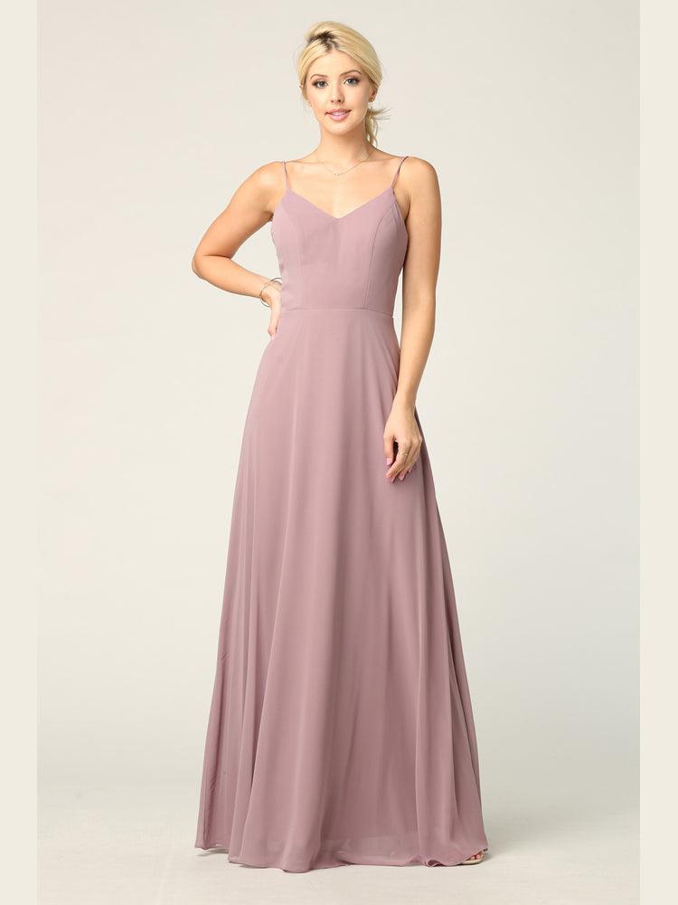 Bridesmaids Long A Line Chiffon Dress - The Dress Outlet