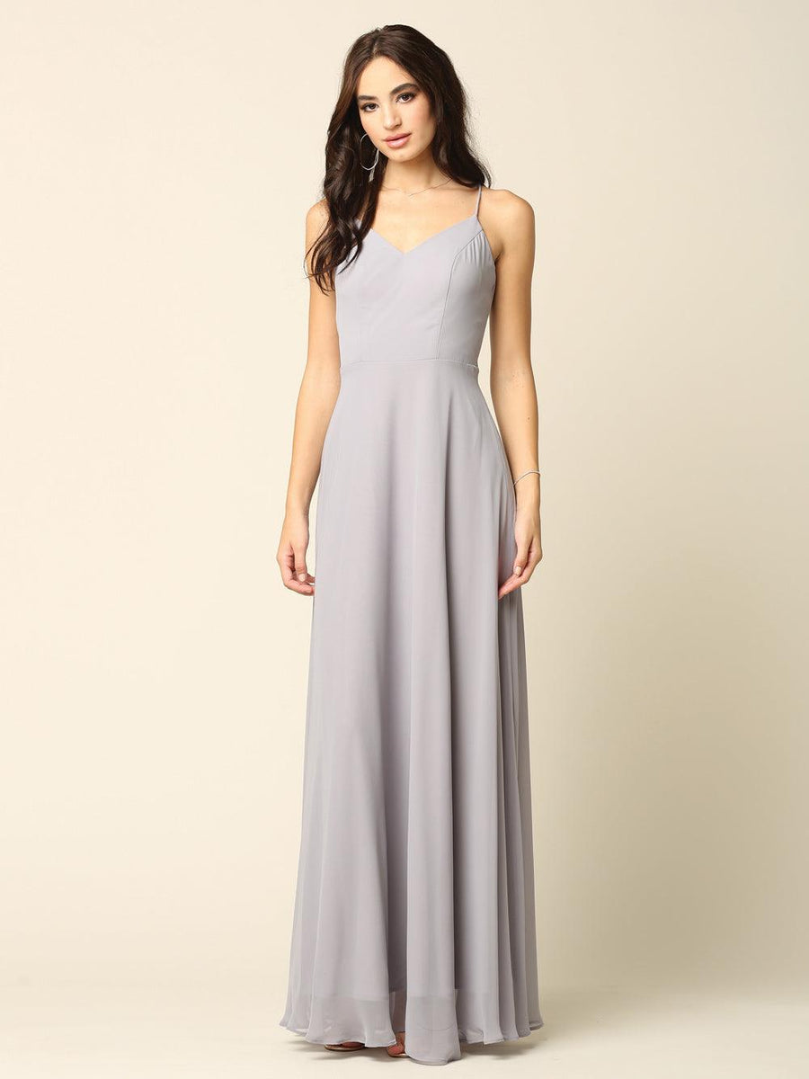 Bridesmaids Long A Line Chiffon Dress - The Dress Outlet