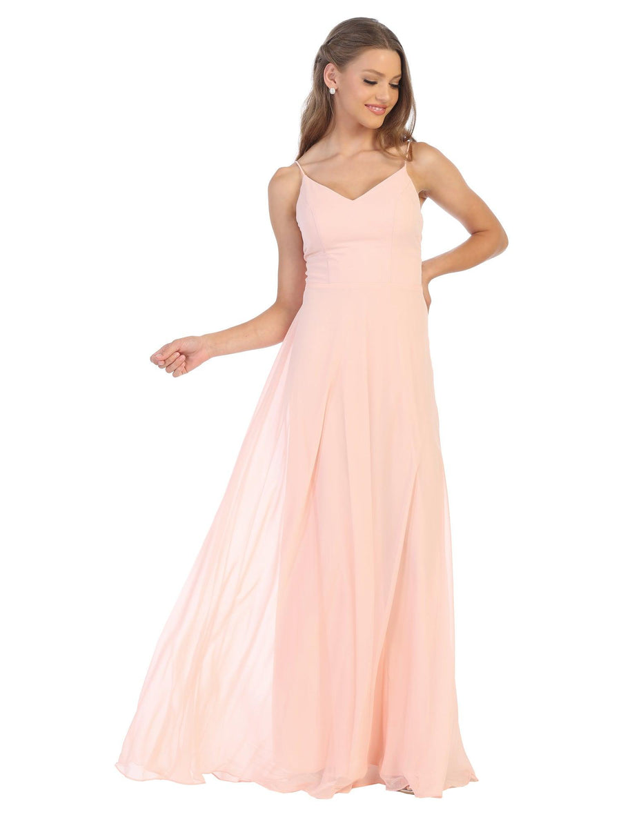 Bridesmaids Long A Line Chiffon Dress - The Dress Outlet