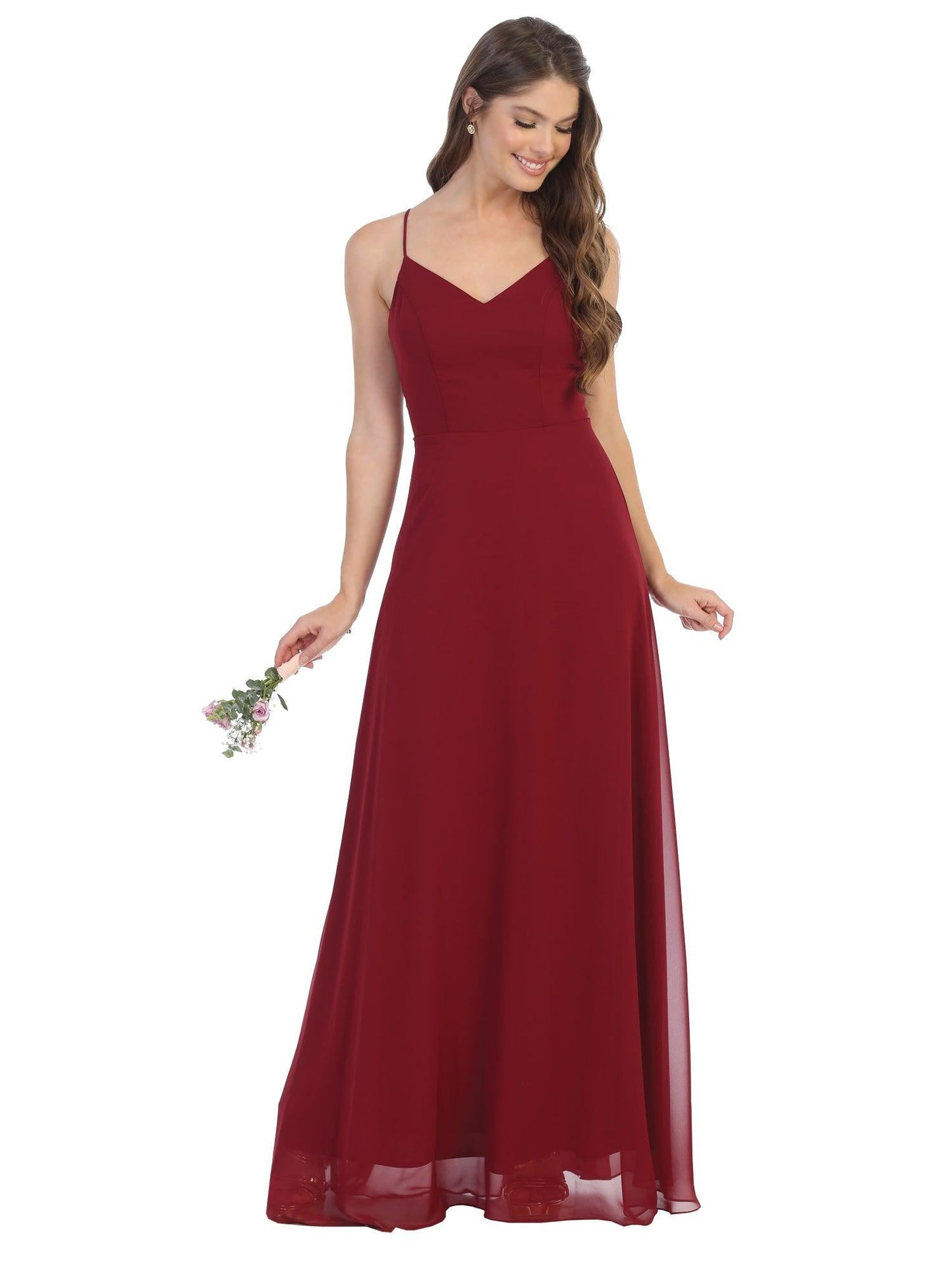 Bridesmaids Long A Line Chiffon Dress - The Dress Outlet