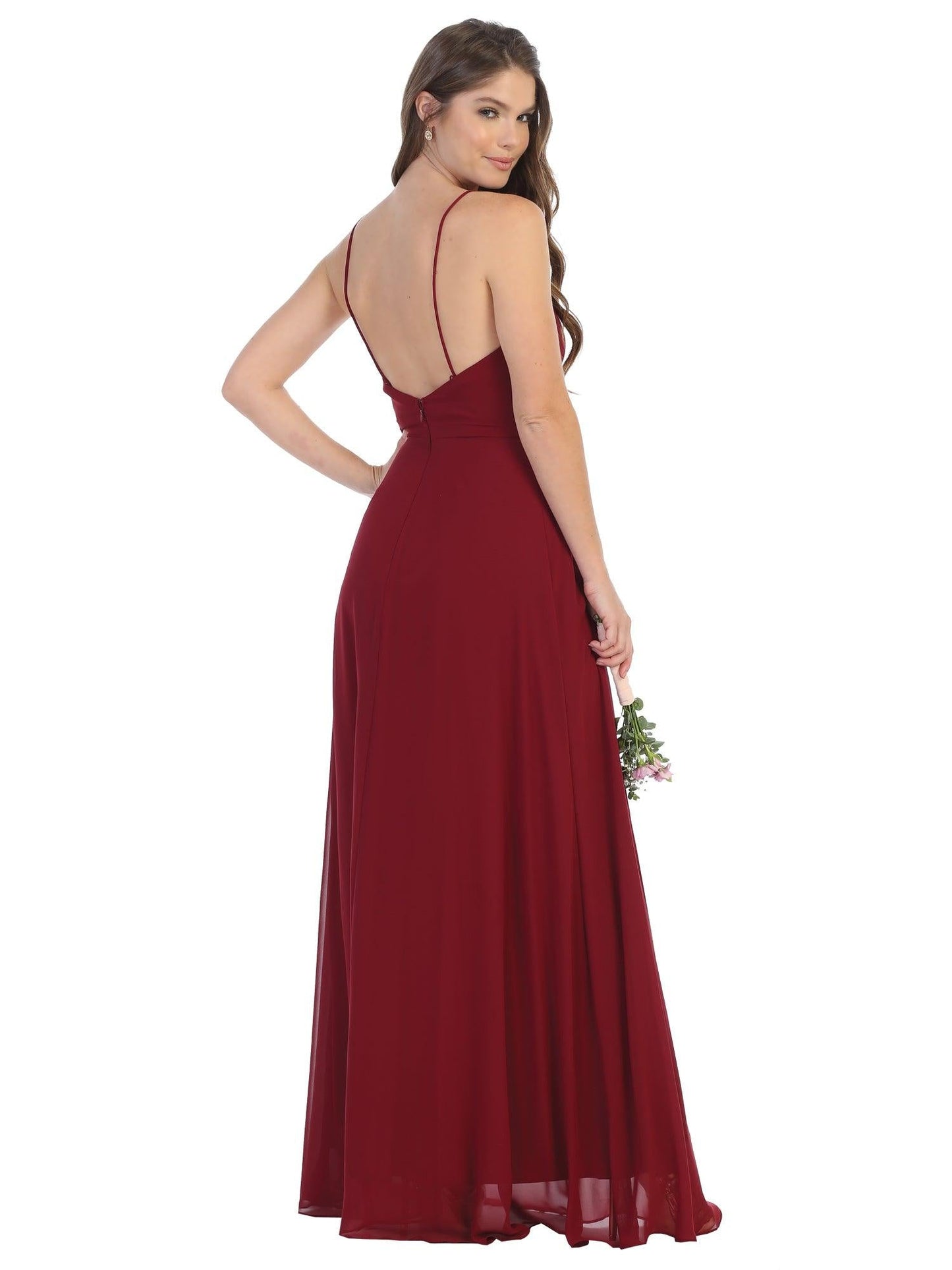 Bridesmaids Long A Line Chiffon Dress - The Dress Outlet