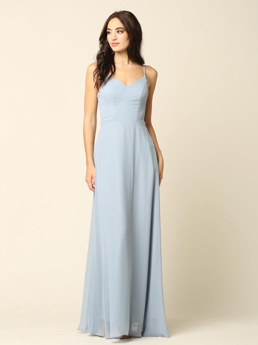 Bridesmaids Long A Line Chiffon Dress - The Dress Outlet