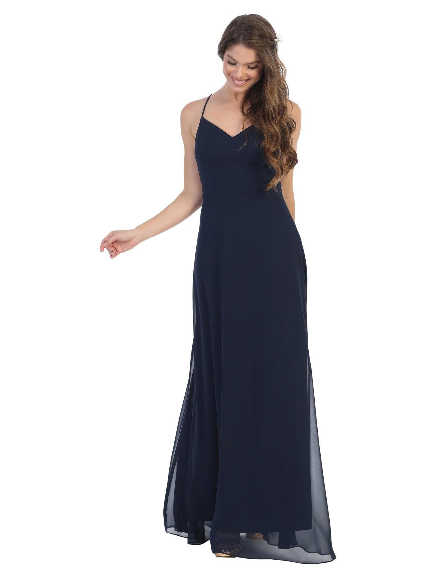 Bridesmaids Long A Line Chiffon Dress - The Dress Outlet