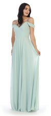 Bridesmaids Pleated Chiffon Long Dress - The Dress Outlet