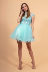 Cap Sleeve Homecoming Short Prom Dress - The Dress Outlet