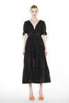 Cocktail Dresses Short Sleeve Patterned Hole Tea Length Dress Black