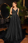 Sleeveless Tulle Long A Line Black Wedding Dress