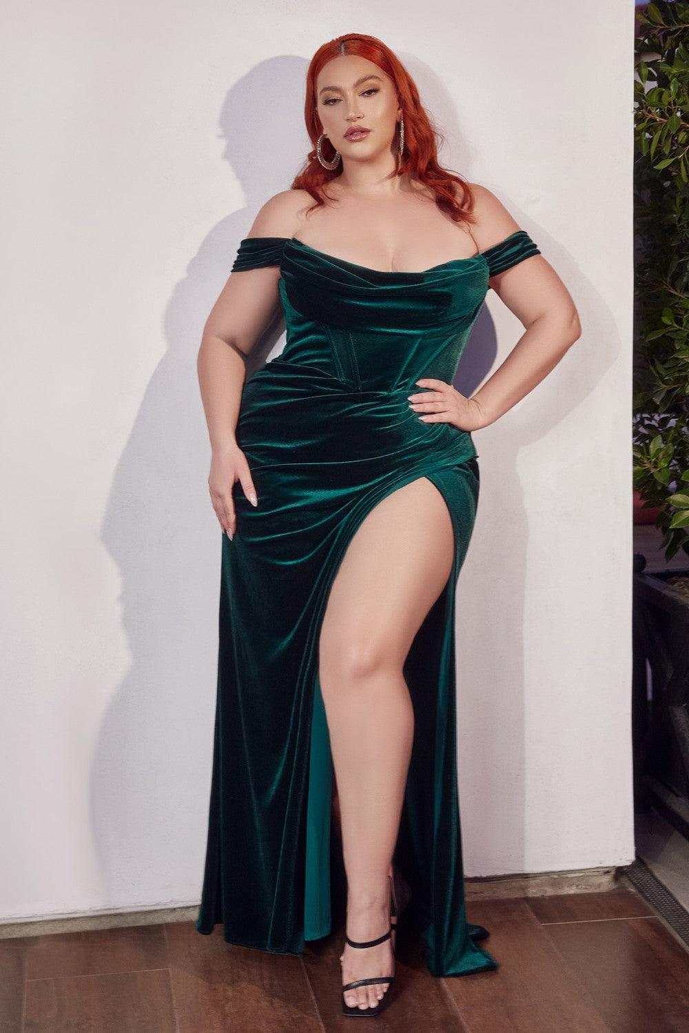 Long Plus Size Prom Dress Emerald