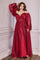 Off Shoulder Long  A Line Formal Prom Dress Burgundy