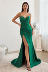 Stretch Fitted Long Evening Gown Emerald