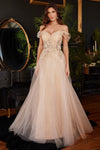 Cinderella Divine CD3395 Long Off Shoulder Prom Dress