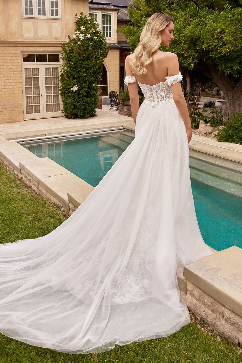 Cinderella Divine CD861W Long Strapless Fitted Overskirt Wedding Dress for 780.0 The Dress Outlet