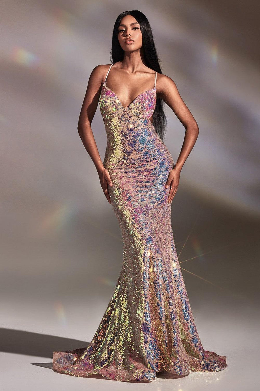 Cinderella Divine CD880 Fitted Long Sexy Prom Gown