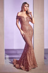 Off Shoulder Long Glittered Prom Dress Rosewood