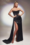 Cinderella Divine CDS411 Strapless Long Sexy Prom Satin Dress