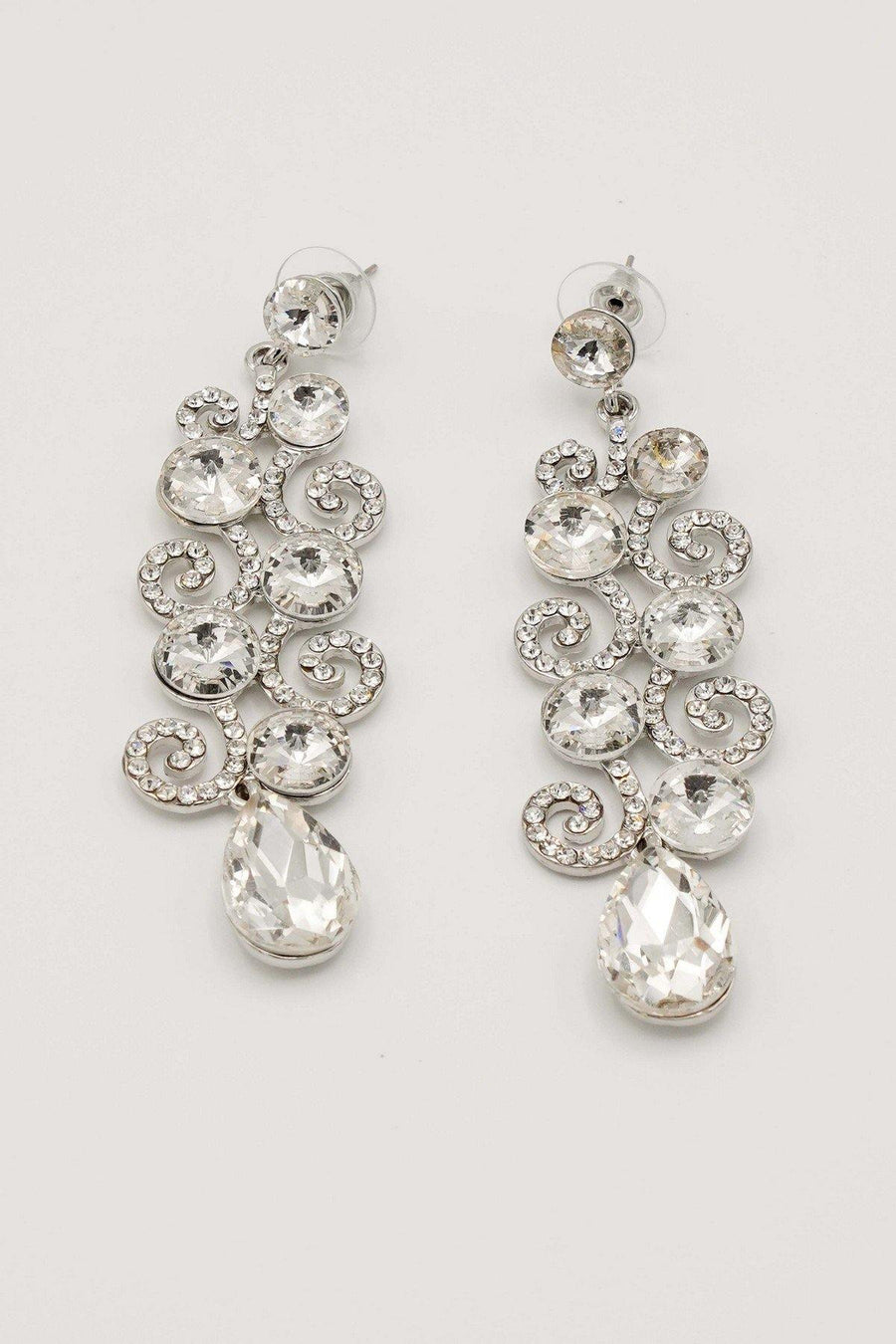 Chandelier Teardrop Bridal Rhinestone Earrings - The Dress Outlet