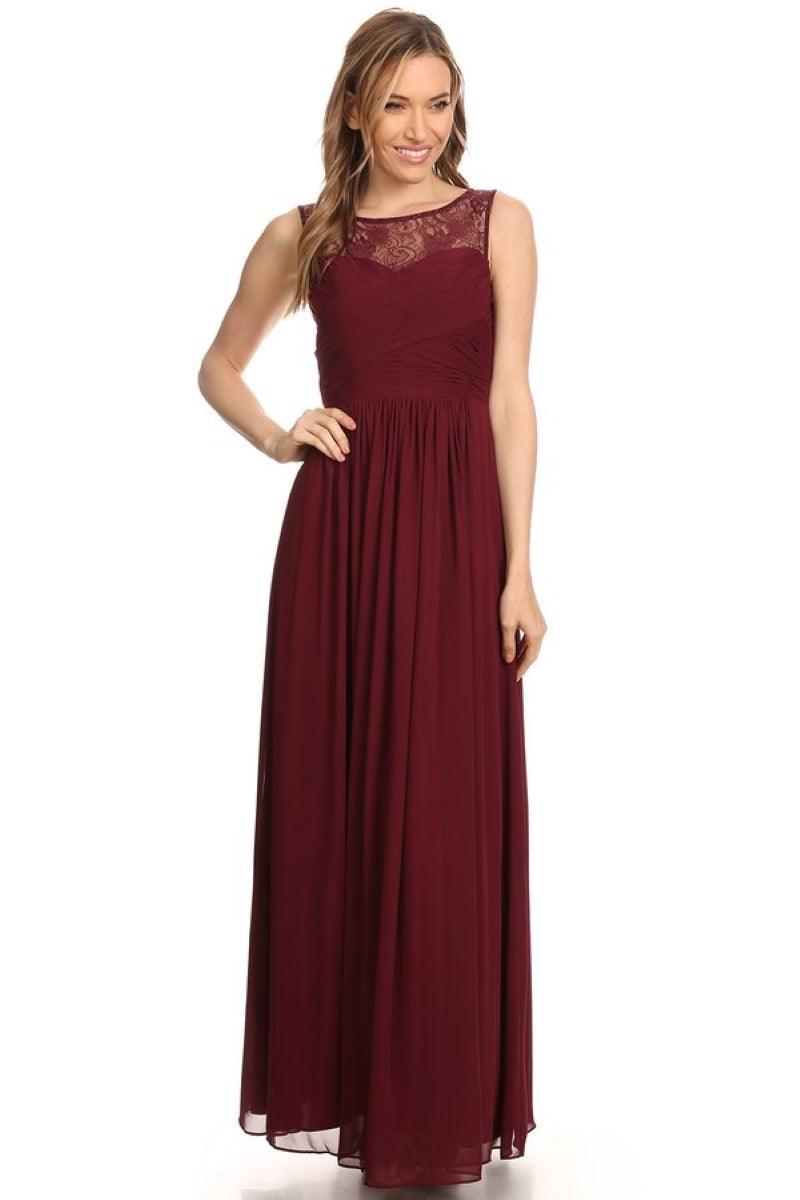 Chiffon Long Sleeveless Bridesmaid Dress - The Dress Outlet