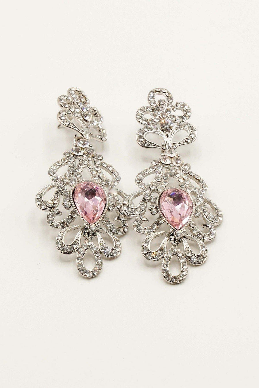 Clear Diamante Teardrop Rhinestone Earrings - The Dress Outlet