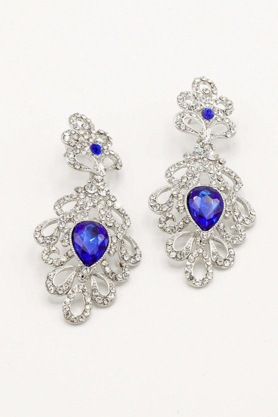 Clear Diamante Teardrop Rhinestone Earrings - The Dress Outlet