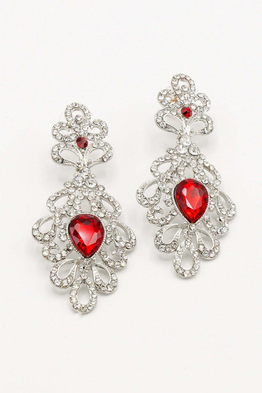 Clear Diamante Teardrop Rhinestone Earrings - The Dress Outlet