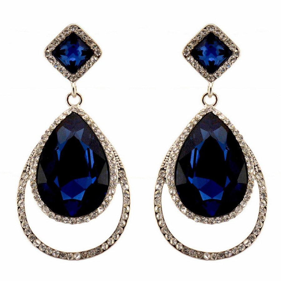 Clear Diamante Teardrop Shaped Rhinestone Earrings - The Dress Outlet