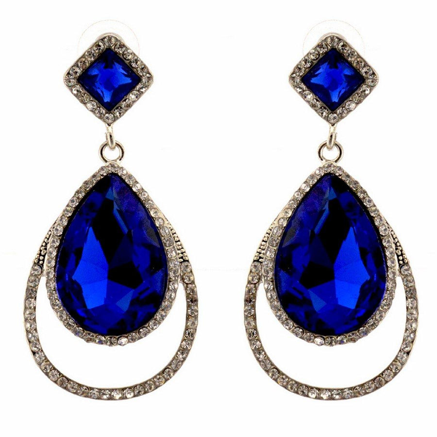 Clear Diamante Teardrop Shaped Rhinestone Earrings - The Dress Outlet