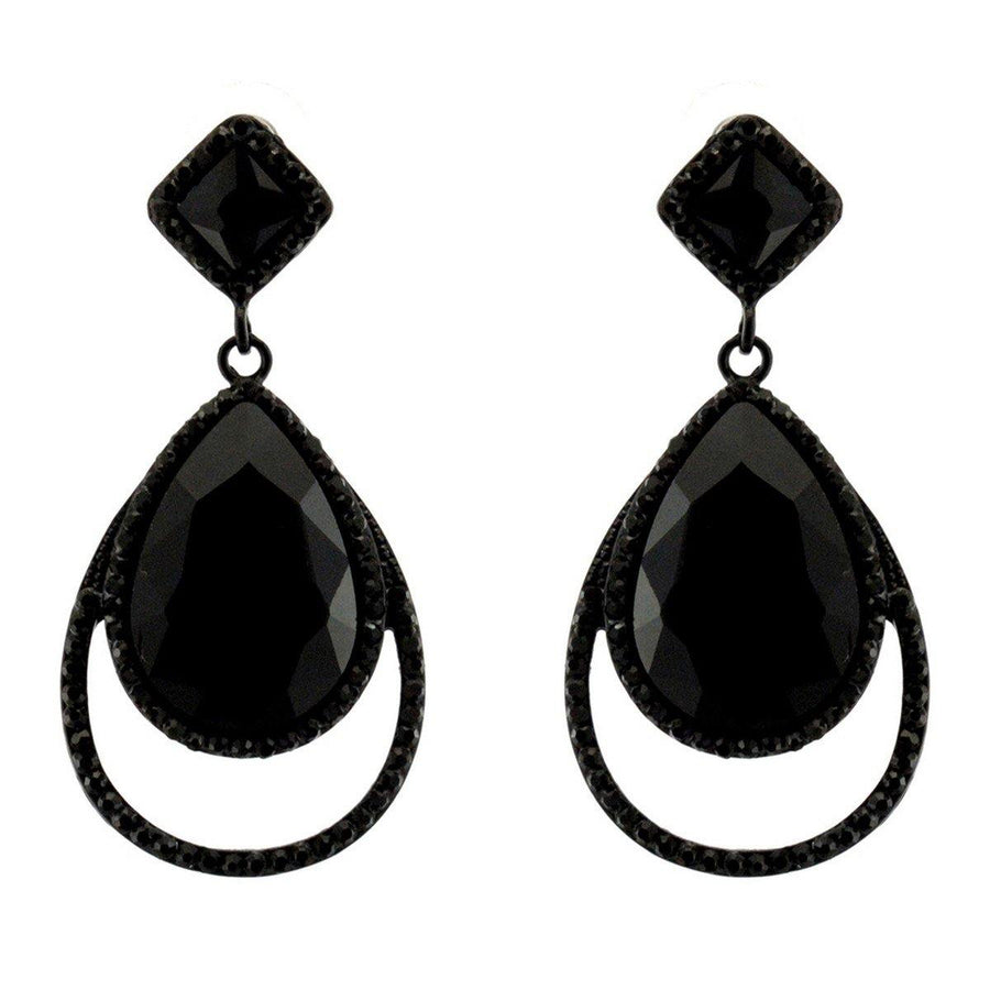 Clear Diamante Teardrop Shaped Rhinestone Earrings - The Dress Outlet