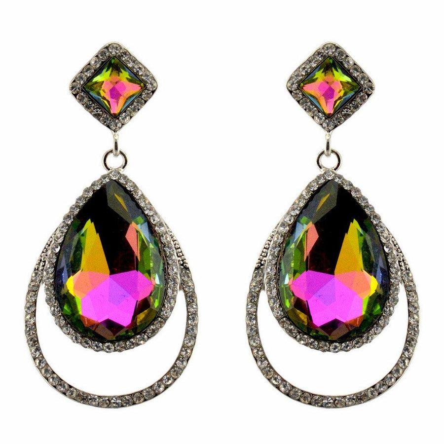 Clear Diamante Teardrop Shaped Rhinestone Earrings - The Dress Outlet