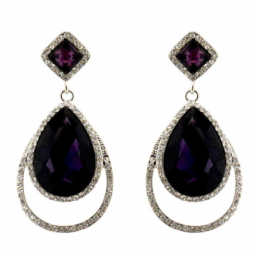 Clear Diamante Teardrop Shaped Rhinestone Earrings - The Dress Outlet