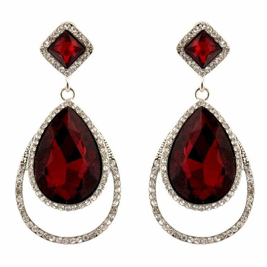 Clear Diamante Teardrop Shaped Rhinestone Earrings - The Dress Outlet