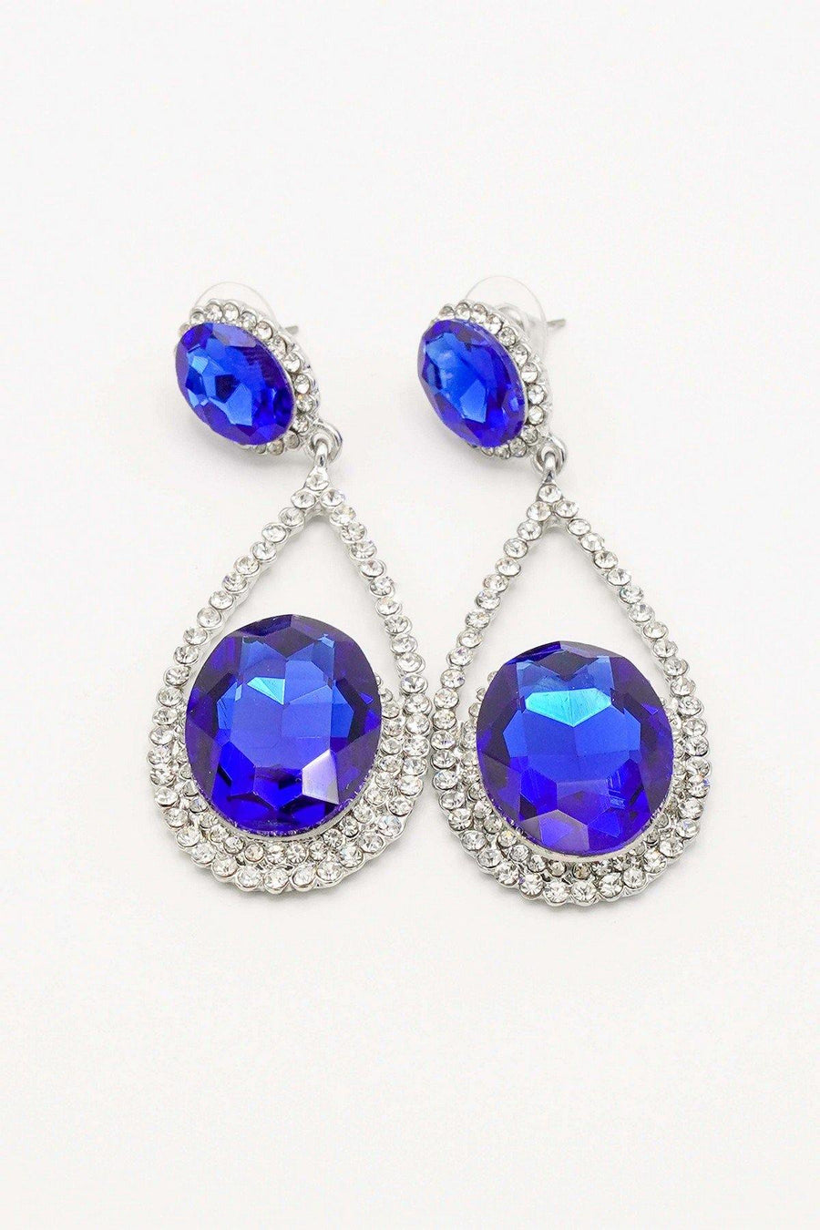 Cluster Teardrop Rhinestone Clear Diamante Earrings - The Dress Outlet