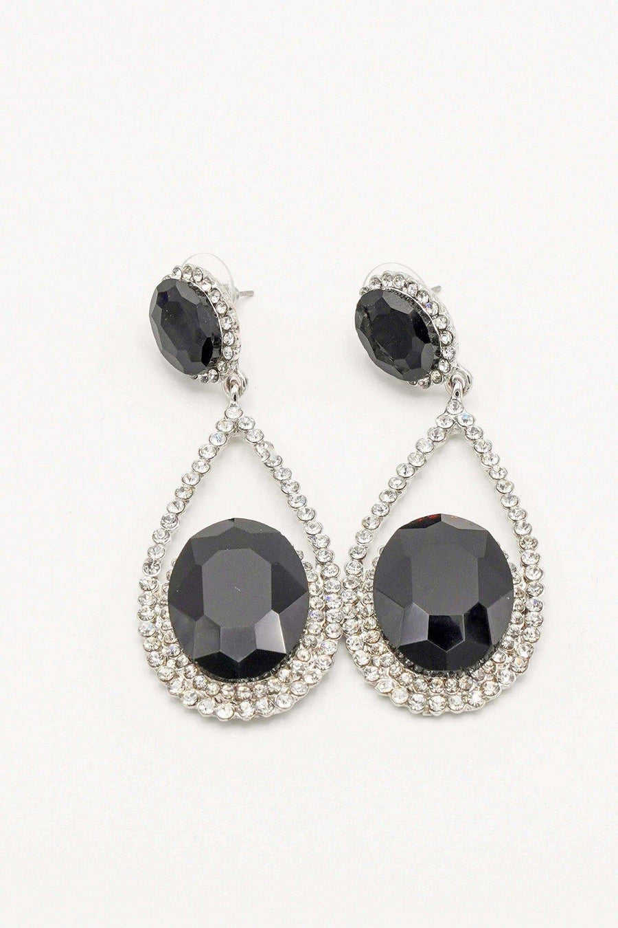 Cluster Teardrop Rhinestone Clear Diamante Earrings - The Dress Outlet