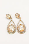 Cluster Teardrop Rhinestone Clear Diamante Earrings - The Dress Outlet