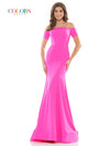 Colors Long Off Shoulder Fitted Prom Dress 2674 - The Dress Outlet